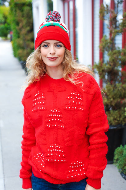 Christmas Tree Pom-Pom Beanie