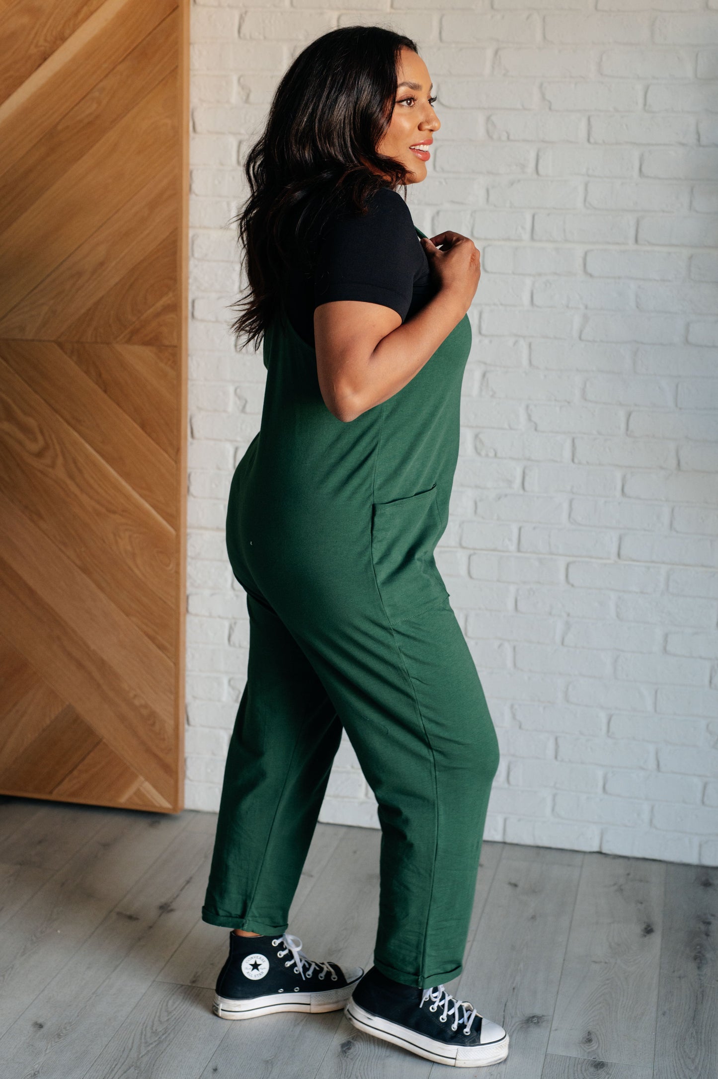 Totally Me Spaghetti Strap Jumpsuit in Dark Green