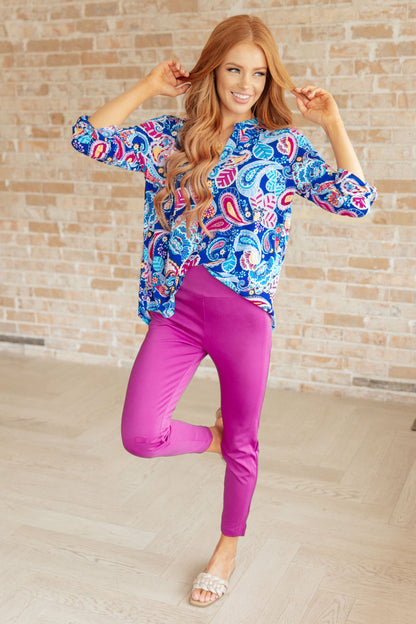 Lizzy Top in Royal and Pink Paisley